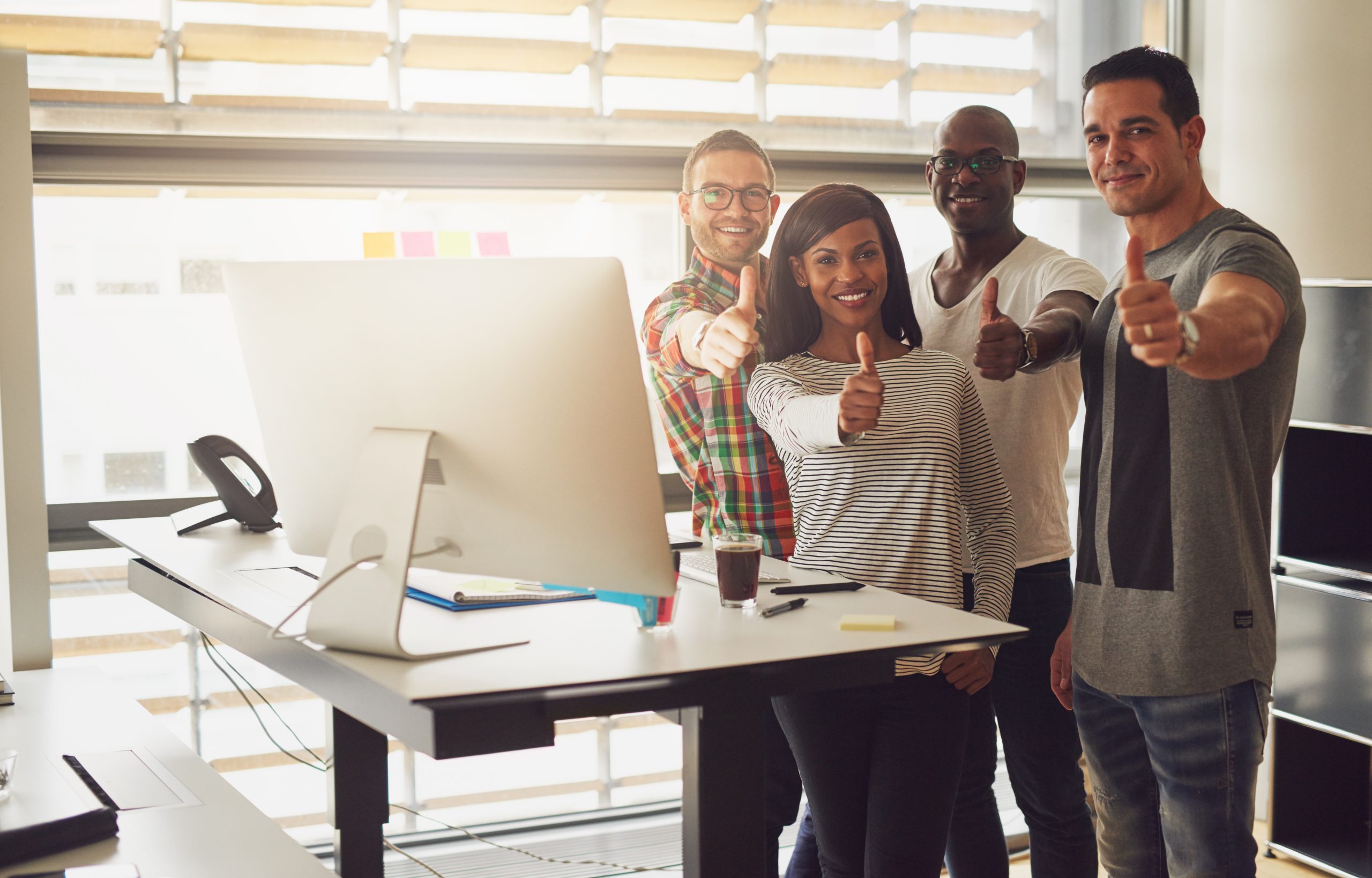 Business team working in a completed and operational commercial workplace