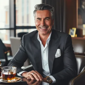 Happy and successful business owner sitting in a nice office smiling.