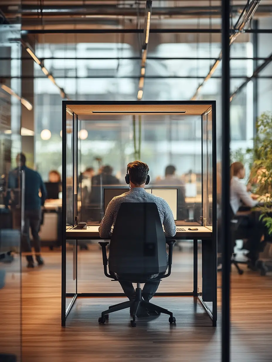 Focused Professional in a Modern Office Environment